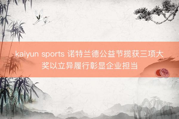 kaiyun sports 诺特兰德公益节揽获三项大奖以立异履行彰显企业担当