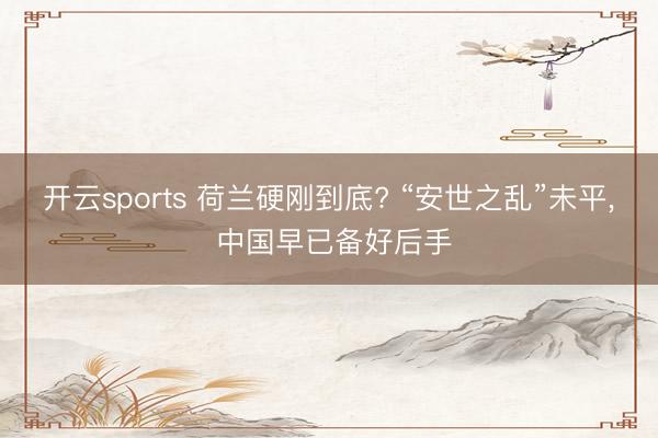 开云sports 荷兰硬刚到底? “安世之乱”未平, 中国早已备好后手