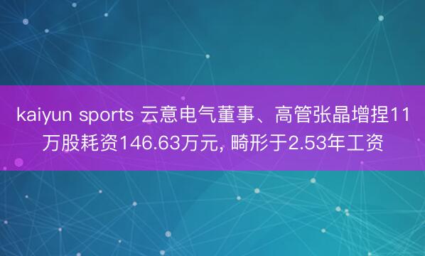 kaiyun sports 云意电气董事、高管张晶增捏11万股耗资146.63万元， 畸形于2.53年工资