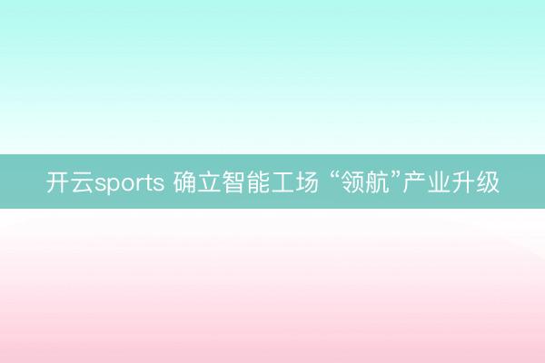 开云sports 确立智能工场 “领航”产业升级