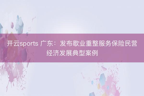 开云sports 广东:发布歇业重整服务保险民营经济发展典型案例