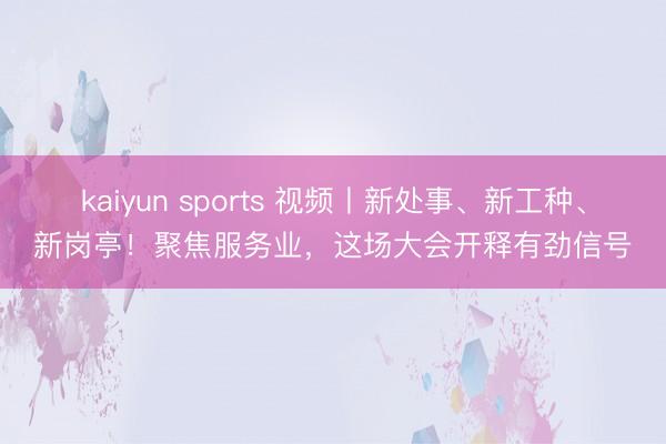 kaiyun sports 视频丨新处事、新工种、新岗亭!聚焦服务业,这场大会开释有劲信号