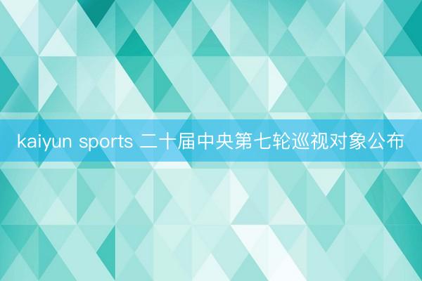 kaiyun sports 二十届中央第七轮巡视对象公布