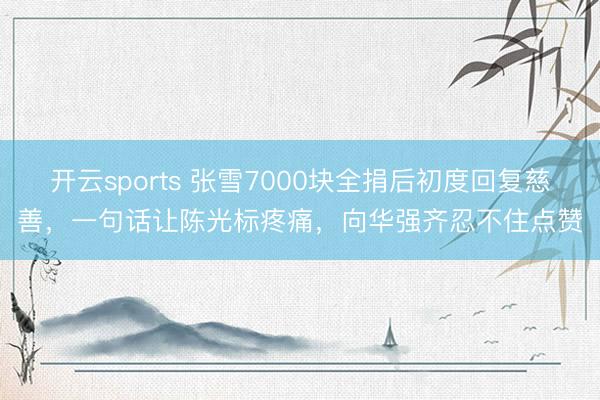 开云sports 张雪7000块全捐后初度回复慈善，一句话让陈光标疼痛，向华强齐忍不住点赞