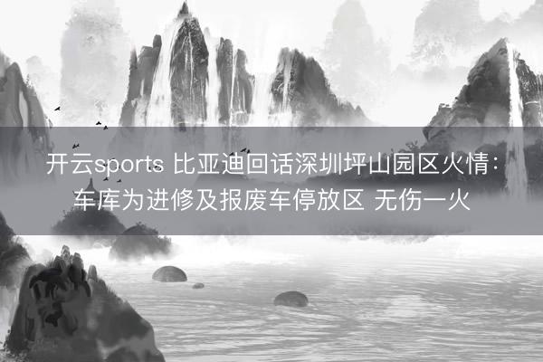 开云sports 比亚迪回话深圳坪山园区火情：车库为进修及报废车停放区 无伤一火