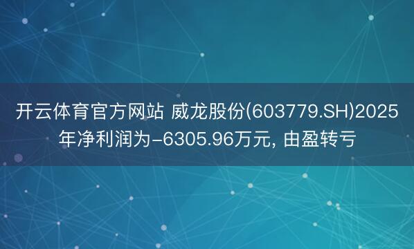 开云体育官方网站 威龙股份(603779.SH)2025年净利润为-6305.96万元， 由盈转亏