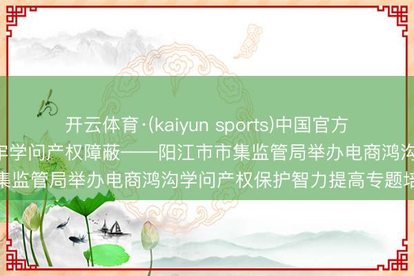 开云体育·(kaiyun sports)中国官方网站 赋能电商翻新发展 筑牢学问产权障蔽——阳江市市集监管局举办电商鸿沟学问产权保护智力提高专题培训班