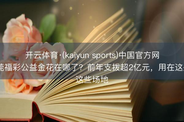 开云体育·(kaiyun sports)中国官方网站 东莞福彩公益金花在哪了？前年支拨超2亿元，用在这些场地